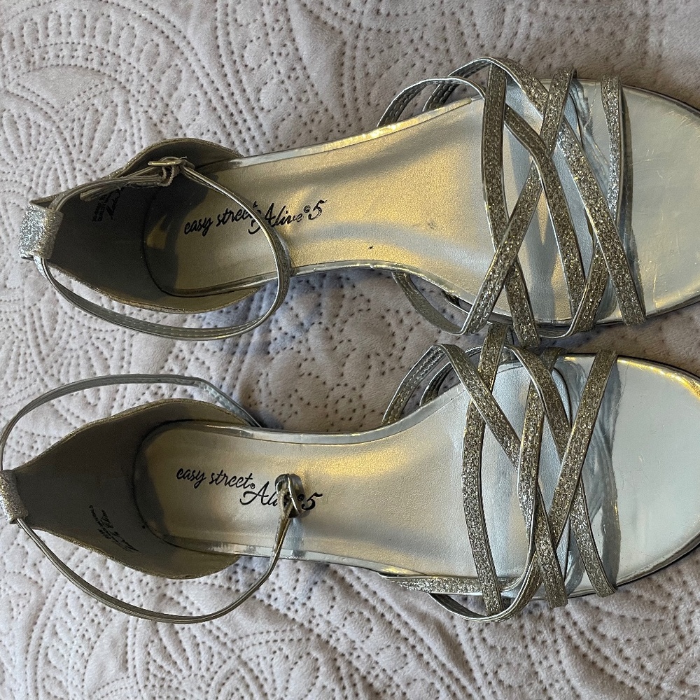 Sparkly silver dress flats- sandals